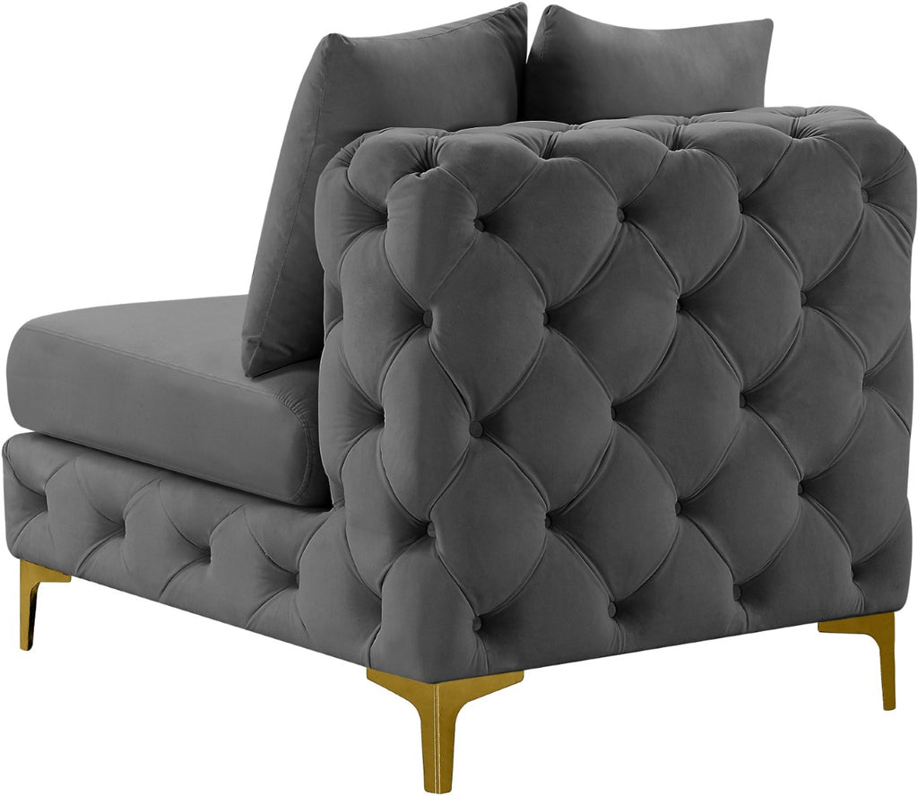 Tremblay Velvet / Engineered Wood / Metal / Foam Contemporary Grey Velvet Armless Chair - 30" W x 39" D x 33" H