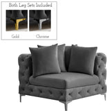Tremblay Velvet / Engineered Wood / Metal / Foam Contemporary Grey Velvet Corner Chair - 39" W x 39" D x 33" H