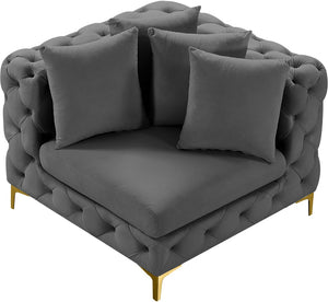 Tremblay Velvet / Engineered Wood / Metal / Foam Contemporary Grey Velvet Corner Chair - 39" W x 39" D x 33" H
