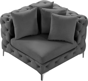 Tremblay Velvet / Engineered Wood / Metal / Foam Contemporary Grey Velvet Corner Chair - 39" W x 39" D x 33" H