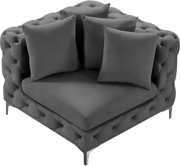 Tremblay Velvet / Engineered Wood / Metal / Foam Contemporary Grey Velvet Corner Chair - 39" W x 39" D x 33" H
