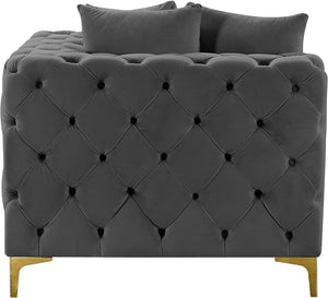 Tremblay Velvet / Engineered Wood / Metal / Foam Contemporary Grey Velvet Corner Chair - 39" W x 39" D x 33" H