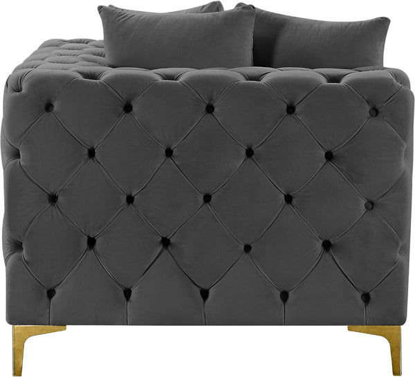 Tremblay Velvet / Engineered Wood / Metal / Foam Contemporary Grey Velvet Corner Chair - 39" W x 39" D x 33" H