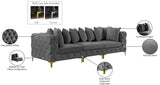Tremblay Velvet / Engineered Wood / Metal / Foam Contemporary Grey Velvet Modular Sofa - 108" W x 39" D x 33" H