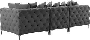 Tremblay Velvet / Engineered Wood / Metal / Foam Contemporary Grey Velvet Modular Sofa - 108" W x 39" D x 33" H