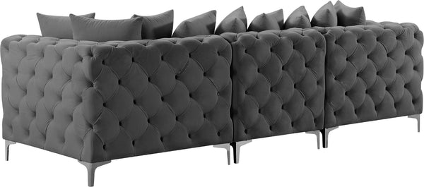Tremblay Velvet / Engineered Wood / Metal / Foam Contemporary Grey Velvet Modular Sofa - 108" W x 39" D x 33" H