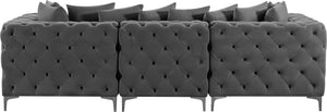 Tremblay Velvet / Engineered Wood / Metal / Foam Contemporary Grey Velvet Modular Sofa - 108" W x 39" D x 33" H