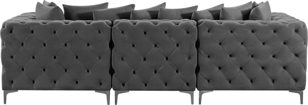 Tremblay Velvet / Engineered Wood / Metal / Foam Contemporary Grey Velvet Modular Sofa - 108" W x 39" D x 33" H