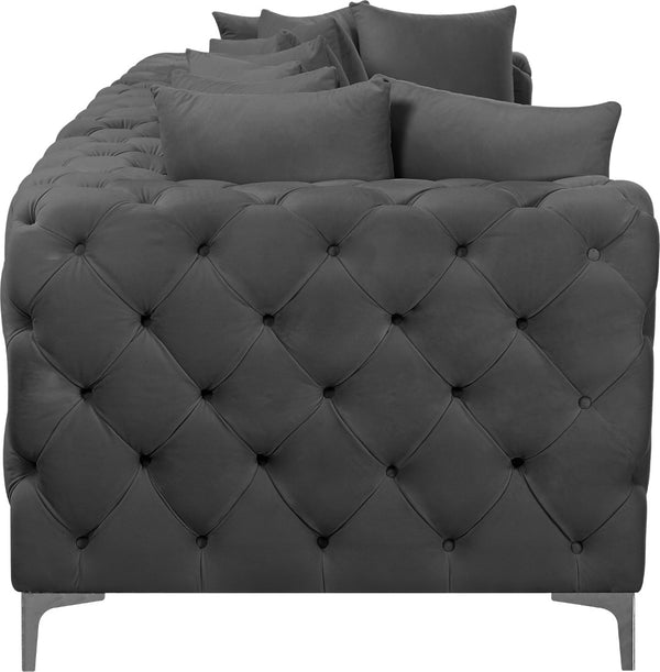 Tremblay Velvet / Engineered Wood / Metal / Foam Contemporary Grey Velvet Modular Sofa - 108" W x 39" D x 33" H