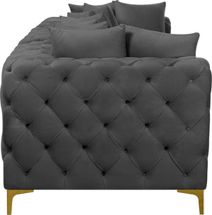 Tremblay Velvet / Engineered Wood / Metal / Foam Contemporary Grey Velvet Modular Sofa - 108" W x 39" D x 33" H