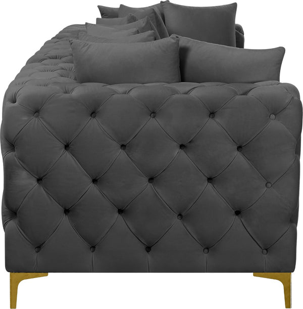 Tremblay Velvet / Engineered Wood / Metal / Foam Contemporary Grey Velvet Modular Sofa - 108" W x 39" D x 33" H