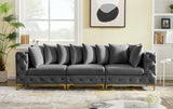 Tremblay Velvet / Engineered Wood / Metal / Foam Contemporary Grey Velvet Modular Sofa - 108" W x 39" D x 33" H