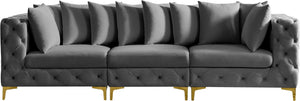 Tremblay Velvet / Engineered Wood / Metal / Foam Contemporary Grey Velvet Modular Sofa - 108" W x 39" D x 33" H