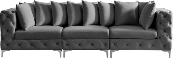 Tremblay Velvet / Engineered Wood / Metal / Foam Contemporary Grey Velvet Modular Sofa - 108" W x 39" D x 33" H
