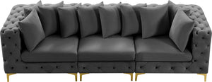 Tremblay Velvet / Engineered Wood / Metal / Foam Contemporary Grey Velvet Modular Sofa - 108" W x 39" D x 33" H