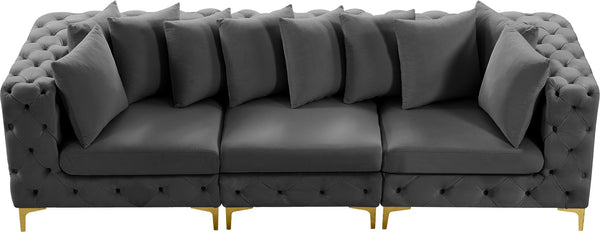 Tremblay Velvet / Engineered Wood / Metal / Foam Contemporary Grey Velvet Modular Sofa - 108" W x 39" D x 33" H