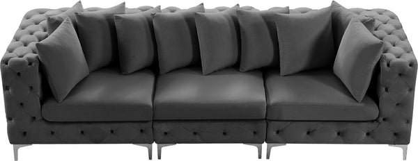 Tremblay Velvet / Engineered Wood / Metal / Foam Contemporary Grey Velvet Modular Sofa - 108" W x 39" D x 33" H
