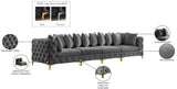 Tremblay Velvet / Engineered Wood / Metal / Foam Contemporary Grey Velvet Modular Sofa - 138" W x 39" D x 33" H