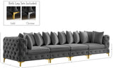 Tremblay Velvet / Engineered Wood / Metal / Foam Contemporary Grey Velvet Modular Sofa - 138" W x 39" D x 33" H