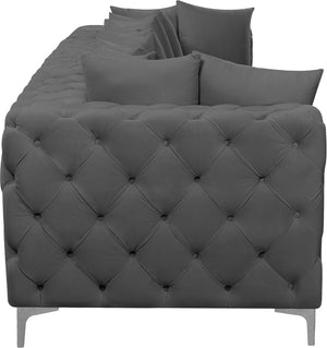 Tremblay Velvet / Engineered Wood / Metal / Foam Contemporary Grey Velvet Modular Sofa - 138" W x 39" D x 33" H