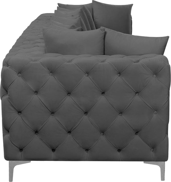 Tremblay Velvet / Engineered Wood / Metal / Foam Contemporary Grey Velvet Modular Sofa - 138" W x 39" D x 33" H