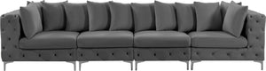 Tremblay Velvet / Engineered Wood / Metal / Foam Contemporary Grey Velvet Modular Sofa - 138" W x 39" D x 33" H