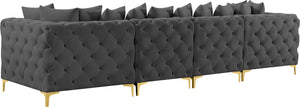 Tremblay Velvet / Engineered Wood / Metal / Foam Contemporary Grey Velvet Modular Sofa - 138" W x 39" D x 33" H