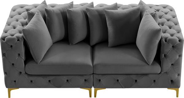 Tremblay Velvet / Engineered Wood / Metal / Foam Contemporary Grey Velvet Modular Sofa - 78" W x 39" D x 33" H