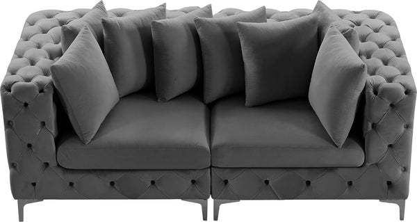 Tremblay Velvet / Engineered Wood / Metal / Foam Contemporary Grey Velvet Modular Sofa - 78" W x 39" D x 33" H