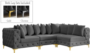 Tremblay Velvet / Engineered Wood / Metal / Foam Contemporary Grey Velvet Modular Sectional - 108" W x 69" D x 33" H