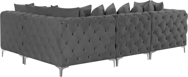 Tremblay Velvet / Engineered Wood / Metal / Foam Contemporary Grey Velvet Modular Sectional - 108" W x 69" D x 33" H