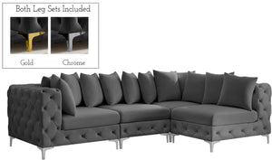 Tremblay Velvet / Engineered Wood / Metal / Foam Contemporary Grey Velvet Modular Sectional - 108" W x 69" D x 33" H