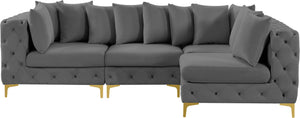 Tremblay Velvet / Engineered Wood / Metal / Foam Contemporary Grey Velvet Modular Sectional - 108" W x 69" D x 33" H