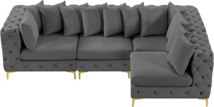 Tremblay Velvet / Engineered Wood / Metal / Foam Contemporary Grey Velvet Modular Sectional - 108" W x 69" D x 33" H