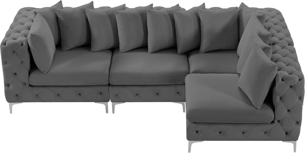 Tremblay Velvet / Engineered Wood / Metal / Foam Contemporary Grey Velvet Modular Sectional - 108" W x 69" D x 33" H