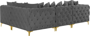 Tremblay Velvet / Engineered Wood / Metal / Foam Contemporary Grey Velvet Modular Sectional - 108" W x 69" D x 33" H