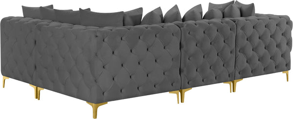 Tremblay Velvet / Engineered Wood / Metal / Foam Contemporary Grey Velvet Modular Sectional - 108" W x 69" D x 33" H