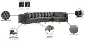Tremblay Velvet / Engineered Wood / Metal / Foam Contemporary Grey Velvet Modular Sectional - 138" W x 69" D x 33" H