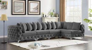 Tremblay Velvet / Engineered Wood / Metal / Foam Contemporary Grey Velvet Modular Sectional - 138" W x 69" D x 33" H