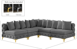 Tremblay Velvet / Engineered Wood / Metal / Foam Contemporary Grey Velvet Modular Sectional - 99" W x 99" D x 33" H