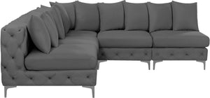Tremblay Velvet / Engineered Wood / Metal / Foam Contemporary Grey Velvet Modular Sectional - 99" W x 99" D x 33" H