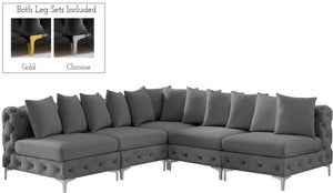 Tremblay Velvet / Engineered Wood / Metal / Foam Contemporary Grey Velvet Modular Sectional - 99" W x 99" D x 33" H