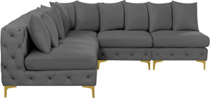 Tremblay Velvet / Engineered Wood / Metal / Foam Contemporary Grey Velvet Modular Sectional - 99" W x 99" D x 33" H
