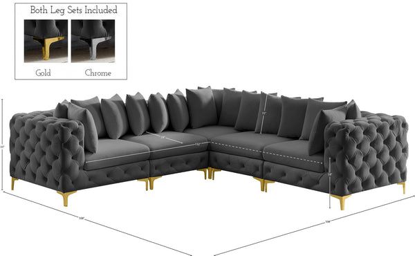 Tremblay Velvet / Engineered Wood / Metal / Foam Contemporary Grey Velvet Modular Sectional - 108" W x 108" D x 33" H