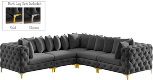 Tremblay Velvet / Engineered Wood / Metal / Foam Contemporary Grey Velvet Modular Sectional - 108" W x 108" D x 33" H