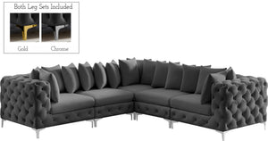 Tremblay Velvet / Engineered Wood / Metal / Foam Contemporary Grey Velvet Modular Sectional - 108" W x 108" D x 33" H