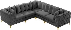 Tremblay Velvet / Engineered Wood / Metal / Foam Contemporary Grey Velvet Modular Sectional - 108" W x 108" D x 33" H