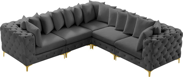 Tremblay Velvet / Engineered Wood / Metal / Foam Contemporary Grey Velvet Modular Sectional - 108" W x 108" D x 33" H