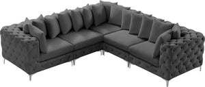Tremblay Velvet / Engineered Wood / Metal / Foam Contemporary Grey Velvet Modular Sectional - 108" W x 108" D x 33" H