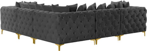 Tremblay Velvet / Engineered Wood / Metal / Foam Contemporary Grey Velvet Modular Sectional - 108" W x 108" D x 33" H